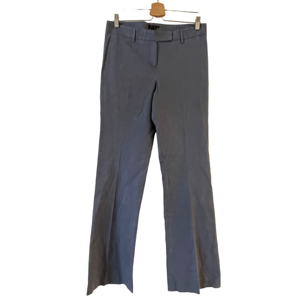 Theory Women's Trouser Dress Pants 8 Blue Bootcut Flare Flat Front 34" Inseam